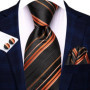 Hi-Tie Mens Necktie Luxury Orange Blue Novelty Wedding Tie For Men Hanky Cufflink Gift Tie Set Business Party Dropshipping