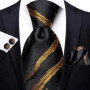 Hi-Tie Mens Necktie Luxury Orange Blue Novelty Wedding Tie For Men Hanky Cufflink Gift Tie Set Business Party Dropshipping