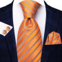 Hi-Tie Mens Necktie Luxury Orange Blue Novelty Wedding Tie For Men Hanky Cufflink Gift Tie Set Business Party Dropshipping