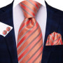 Hi-Tie Mens Necktie Luxury Orange Blue Novelty Wedding Tie For Men Hanky Cufflink Gift Tie Set Business Party Dropshipping
