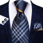 Hi-Tie Mens Necktie Luxury Orange Blue Novelty Wedding Tie For Men Hanky Cufflink Gift Tie Set Business Party Dropshipping