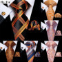Hi-Tie Mens Necktie Luxury Orange Blue Novelty Wedding Tie For Men Hanky Cufflink Gift Tie Set Business Party Dropshipping