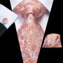 Hi-Tie Mens Necktie Luxury Orange Blue Novelty Wedding Tie For Men Hanky Cufflink Gift Tie Set Business Party Dropshipping