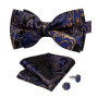 Man Pre-tied Bowtie Classic Wedding Bow Tie for Men Cufflinks Set for Party Striped Knot Butterfly Gift Man's Accessories