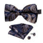 Man Pre-tied Bowtie Classic Wedding Bow Tie for Men Cufflinks Set for Party Striped Knot Butterfly Gift Man's Accessories