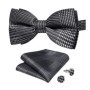 Man Pre-tied Bowtie Classic Wedding Bow Tie for Men Cufflinks Set for Party Striped Knot Butterfly Gift Man's Accessories