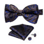 Man Pre-tied Bowtie Classic Wedding Bow Tie for Men Cufflinks Set for Party Striped Knot Butterfly Gift Man's Accessories