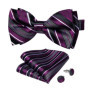 Man Pre-tied Bowtie Classic Wedding Bow Tie for Men Cufflinks Set for Party Striped Knot Butterfly Gift Man's Accessories