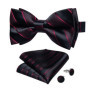 Man Pre-tied Bowtie Classic Wedding Bow Tie for Men Cufflinks Set for Party Striped Knot Butterfly Gift Man's Accessories