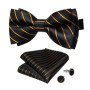 Man Pre-tied Bowtie Classic Wedding Bow Tie for Men Cufflinks Set for Party Striped Knot Butterfly Gift Man's Accessories