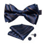 Man Pre-tied Bowtie Classic Wedding Bow Tie for Men Cufflinks Set for Party Striped Knot Butterfly Gift Man's Accessories