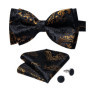 Man Pre-tied Bowtie Classic Wedding Bow Tie for Men Cufflinks Set for Party Striped Knot Butterfly Gift Man's Accessories
