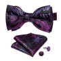 Man Pre-tied Bowtie Classic Wedding Bow Tie for Men Cufflinks Set for Party Striped Knot Butterfly Gift Man's Accessories