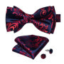 Man Pre-tied Bowtie Classic Wedding Bow Tie for Men Cufflinks Set for Party Striped Knot Butterfly Gift Man's Accessories