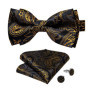 Man Pre-tied Bowtie Classic Wedding Bow Tie for Men Cufflinks Set for Party Striped Knot Butterfly Gift Man's Accessories