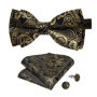Man Pre-tied Bowtie Classic Wedding Bow Tie for Men Cufflinks Set for Party Striped Knot Butterfly Gift Man's Accessories