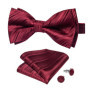 Man Pre-tied Bowtie Classic Wedding Bow Tie for Men Cufflinks Set for Party Striped Knot Butterfly Gift Man's Accessories