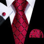 Barry.Wang Jacquard Check Silk Mens Tie Pocket Sqaure Cufflinks Set Lattice Plaid Necktie For Male Wedding Business Party Gift
