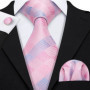 Barry.Wang Jacquard Check Silk Mens Tie Pocket Sqaure Cufflinks Set Lattice Plaid Necktie For Male Wedding Business Party Gift