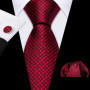 Barry.Wang Jacquard Check Silk Mens Tie Pocket Sqaure Cufflinks Set Lattice Plaid Necktie For Male Wedding Business Party Gift