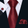 Barry.Wang Jacquard Check Silk Mens Tie Pocket Sqaure Cufflinks Set Lattice Plaid Necktie For Male Wedding Business Party Gift