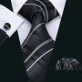 Barry.Wang Jacquard Check Silk Mens Tie Pocket Sqaure Cufflinks Set Lattice Plaid Necktie For Male Wedding Business Party Gift