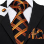 Barry.Wang Jacquard Check Silk Mens Tie Pocket Sqaure Cufflinks Set Lattice Plaid Necktie For Male Wedding Business Party Gift