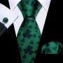 Dark Green Paisley Floral Jacquard tie Office tie for Men's Pocket Square Cufflinks Set Necktie Casual Wedding Gift