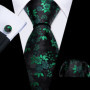 Dark Green Paisley Floral Jacquard tie Office tie for Men's Pocket Square Cufflinks Set Necktie Casual Wedding Gift