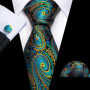 Dark Green Paisley Floral Jacquard tie Office tie for Men's Pocket Square Cufflinks Set Necktie Casual Wedding Gift