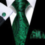 Dark Green Paisley Floral Jacquard tie Office tie for Men's Pocket Square Cufflinks Set Necktie Casual Wedding Gift