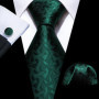Dark Green Paisley Floral Jacquard tie Office tie for Men's Pocket Square Cufflinks Set Necktie Casual Wedding Gift