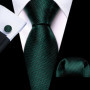 Dark Green Paisley Floral Jacquard tie Office tie for Men's Pocket Square Cufflinks Set Necktie Casual Wedding Gift