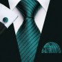 Dark Green Paisley Floral Jacquard tie Office tie for Men's Pocket Square Cufflinks Set Necktie Casual Wedding Gift