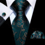 Dark Green Paisley Floral Jacquard tie Office tie for Men's Pocket Square Cufflinks Set Necktie Casual Wedding Gift