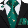 Dark Green Paisley Floral Jacquard tie Office tie for Men's Pocket Square Cufflinks Set Necktie Casual Wedding Gift