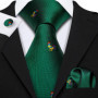 Dark Green Paisley Floral Jacquard tie Office tie for Men's Pocket Square Cufflinks Set Necktie Casual Wedding Gift