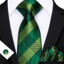 Dark Green Paisley Floral Jacquard tie Office tie for Men's Pocket Square Cufflinks Set Necktie Casual Wedding Gift