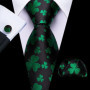Dark Green Paisley Floral Jacquard tie Office tie for Men's Pocket Square Cufflinks Set Necktie Casual Wedding Gift