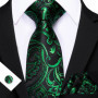 Dark Green Paisley Floral Jacquard tie Office tie for Men's Pocket Square Cufflinks Set Necktie Casual Wedding Gift