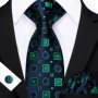 Dark Green Paisley Floral Jacquard tie Office tie for Men's Pocket Square Cufflinks Set Necktie Casual Wedding Gift