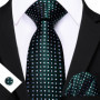 Dark Green Paisley Floral Jacquard tie Office tie for Men's Pocket Square Cufflinks Set Necktie Casual Wedding Gift