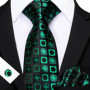 Dark Green Paisley Floral Jacquard tie Office tie for Men's Pocket Square Cufflinks Set Necktie Casual Wedding Gift