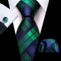 Dark Green Paisley Floral Jacquard tie Office tie for Men's Pocket Square Cufflinks Set Necktie Casual Wedding Gift