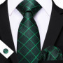 Dark Green Paisley Floral Jacquard tie Office tie for Men's Pocket Square Cufflinks Set Necktie Casual Wedding Gift