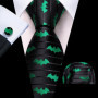 Dark Green Paisley Floral Jacquard tie Office tie for Men's Pocket Square Cufflinks Set Necktie Casual Wedding Gift