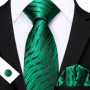 Dark Green Paisley Floral Jacquard tie Office tie for Men's Pocket Square Cufflinks Set Necktie Casual Wedding Gift