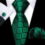 Dark Green Paisley Floral Jacquard tie Office tie for Men's Pocket Square Cufflinks Set Necktie Casual Wedding Gift