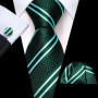 Dark Green Paisley Floral Jacquard tie Office tie for Men's Pocket Square Cufflinks Set Necktie Casual Wedding Gift
