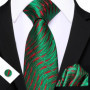 Dark Green Paisley Floral Jacquard tie Office tie for Men's Pocket Square Cufflinks Set Necktie Casual Wedding Gift